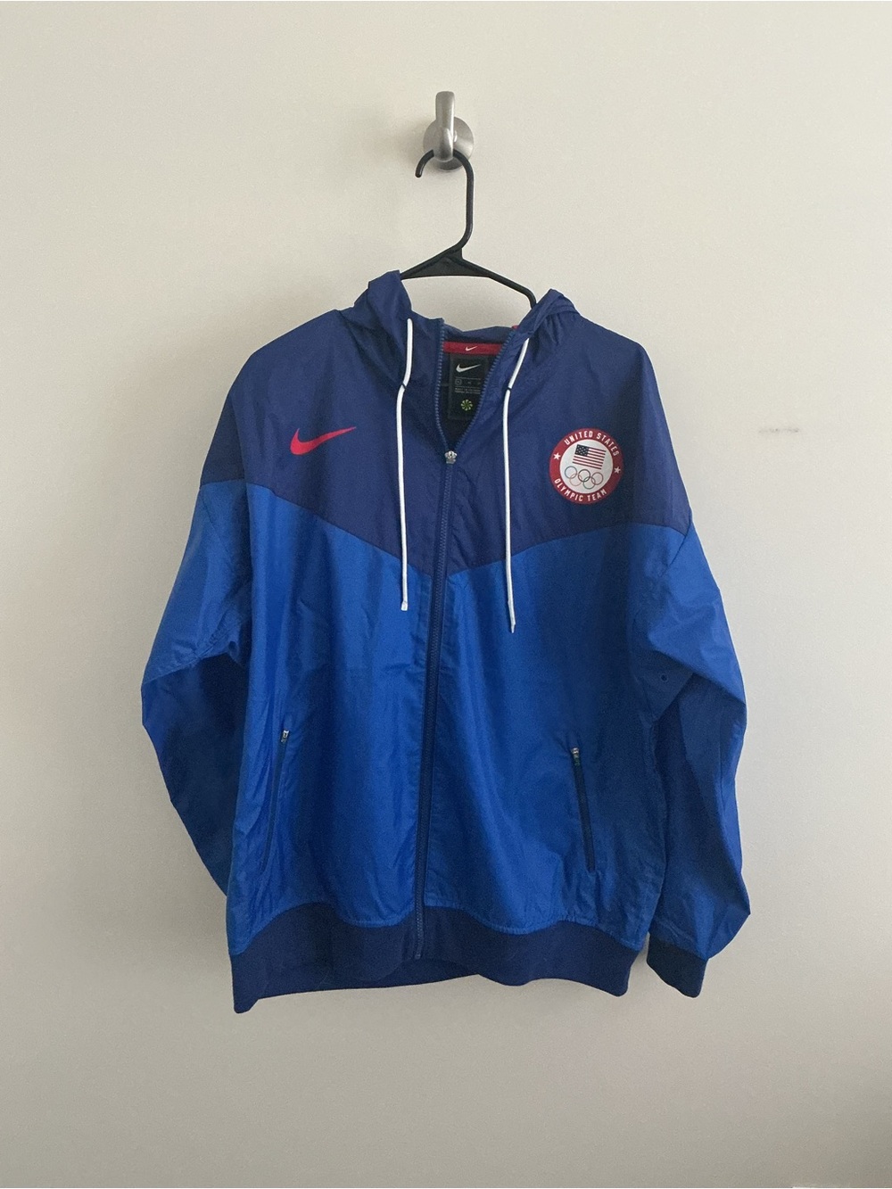 Nike USA Olympic Blue Hooded Windbreaker Jacket Nike XL
